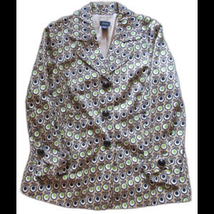 RQT Notch Collar Button Up Art to Wear Lined Dot Design Blazer/Jacket Size XL